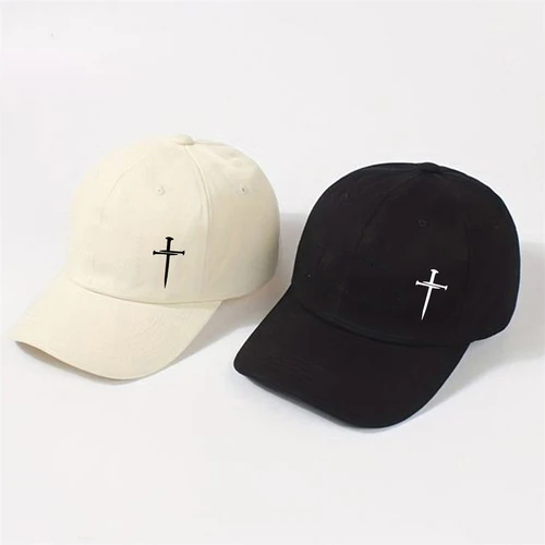 Imagen 2 del producto Gorra de béisbol con estampado de cruz de 1 pieza para hombres y mujeres, sombreros de béisbol adecuados para viajes, ocio diario, negro/blanco/Beige