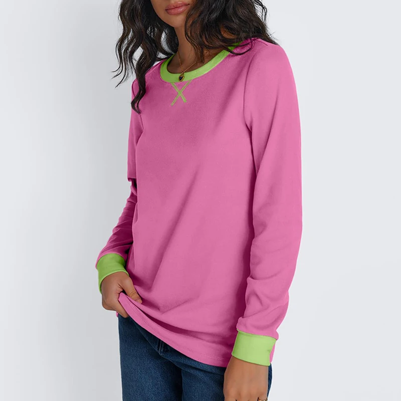 Cozy Comfortable Long Sleeve Pullover Tops For Women Fall Winter Casual Loose Fit Fashion Street Pullover Sweatshirt