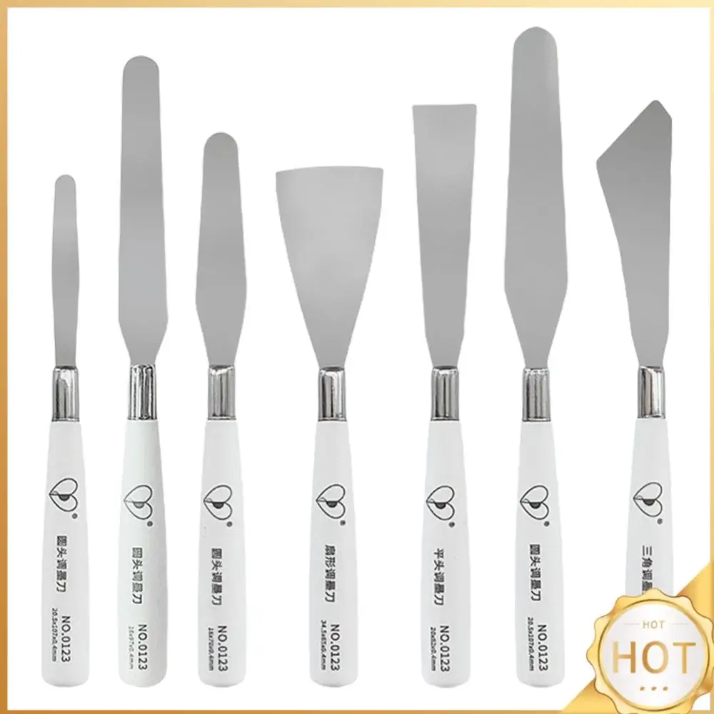 

7Pcs Oil Painting Knife Stainless Steel Paint Palette Knife Oil Painting Scraper Set Oil Paint Metal Knives Color Mixing Scraper