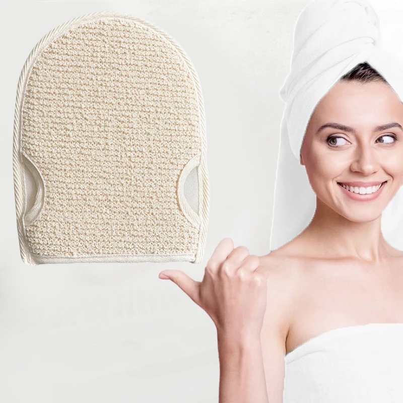 Soft Natural Loofah Glove Double Sided Body Scrub Sponge Pad Shower Body Scrubber Mitt For Shower Spa Skin Clean Bath Gloves