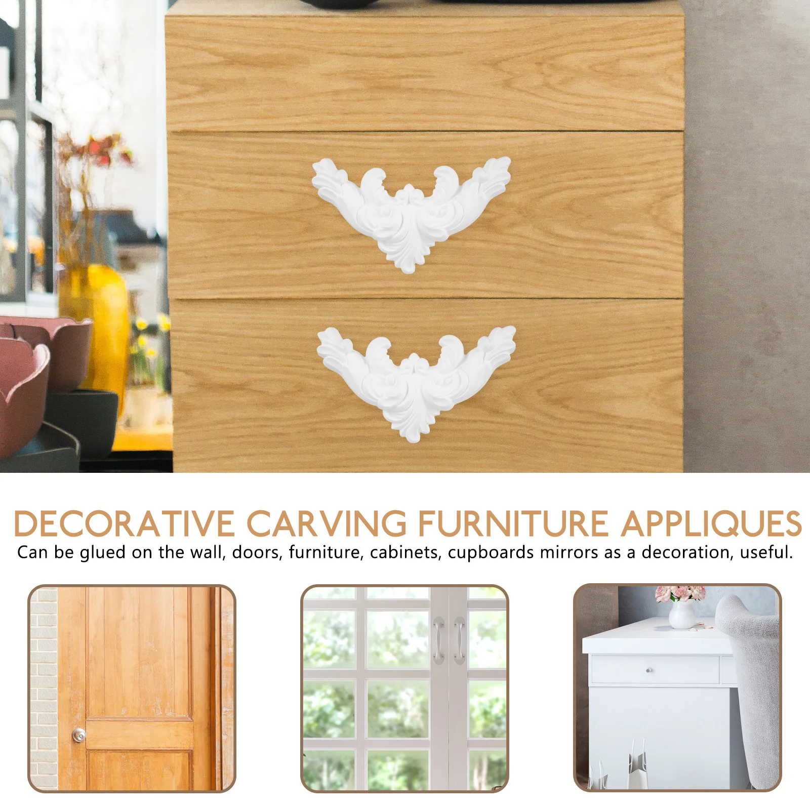

Pu Carved Onlay For Furniture Corner Decor Unpainted Applique Wall Cabinet Door Decoration Craft Home Ornament