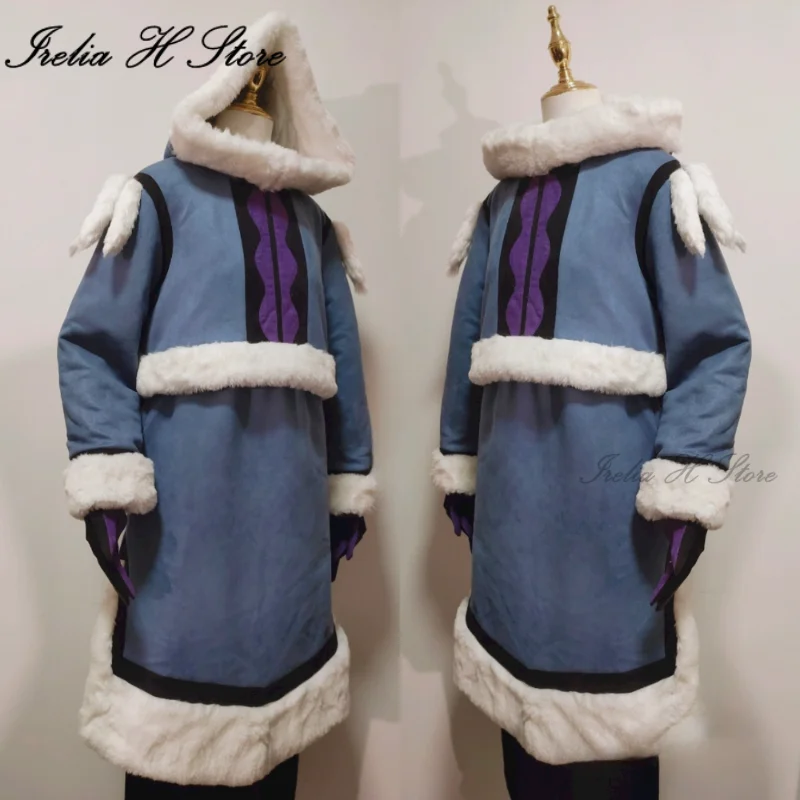 Irelia H Store Custom size Avatar：The Last Airbender Katara Cosplay Costume Anime Winter suit thick coat dress female Customized