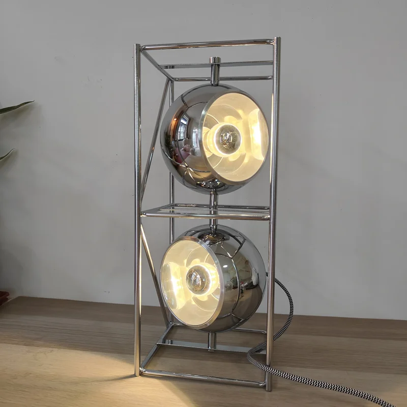 Tower of Spheres Floor Lamp Creative Metal chrome floor lamp Atmosphere Lamp for Living Room Bedroom with shelves standing lamp