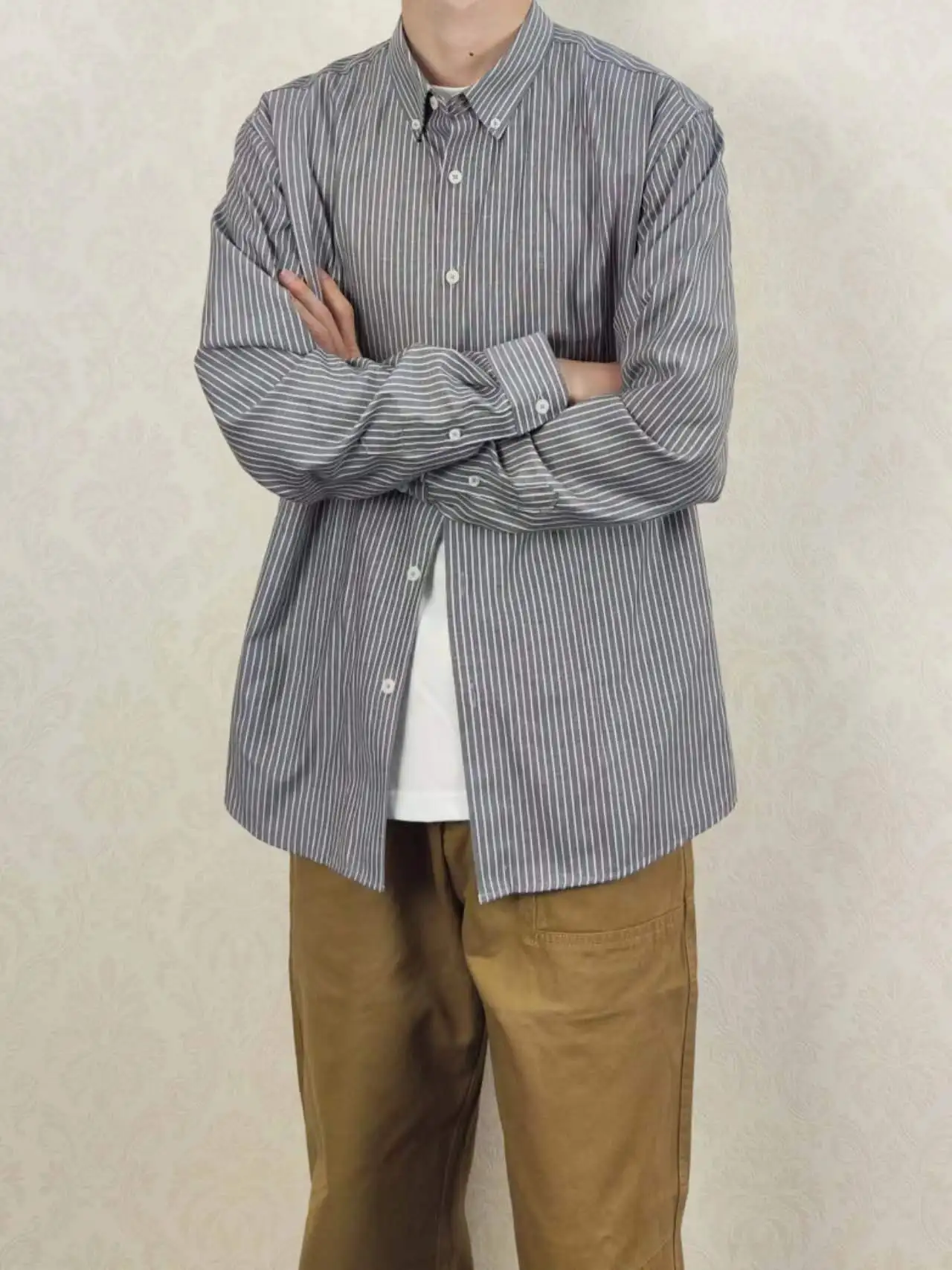 HMN Studio Frühling Herbst 2024, Herren-Arbeitskleidung, Denim, Jaet-Kragen, Irt-Baumwoll-Polyester-Mischung, verschleißfest, lang, Sve