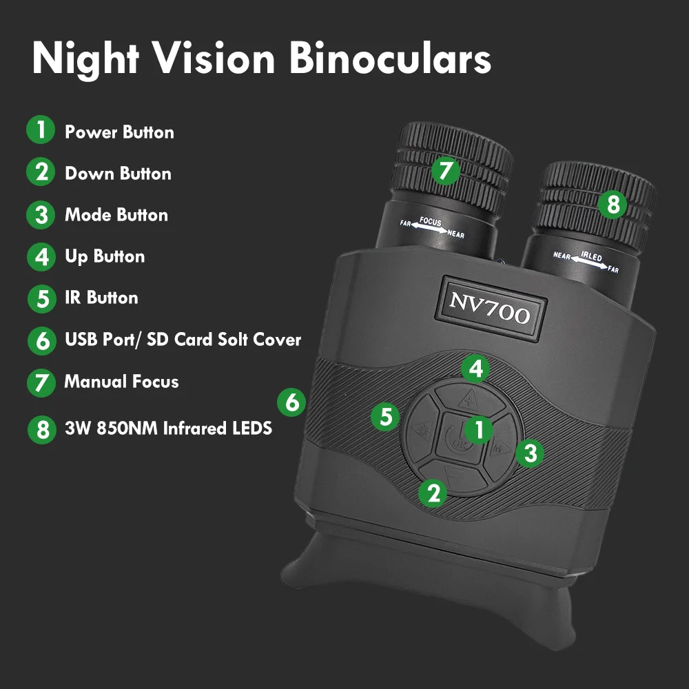 TONTUBE Night Vision Googles NV700 5X35 Infrared Night Vision Binoculars Camping Equipment Long Distance Hunting Thermal Vision