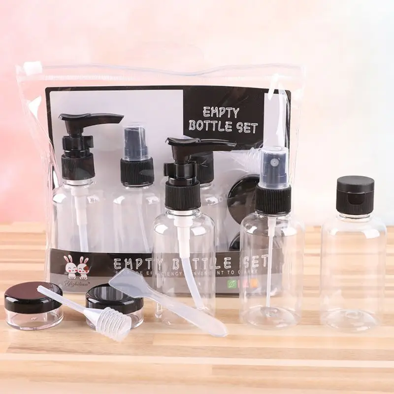 Travel Bottles Kit Leak Proof Portable Toiletry Containers Set Clear Flight Size Cosmetic Containers for Lotion Shampoo Cream