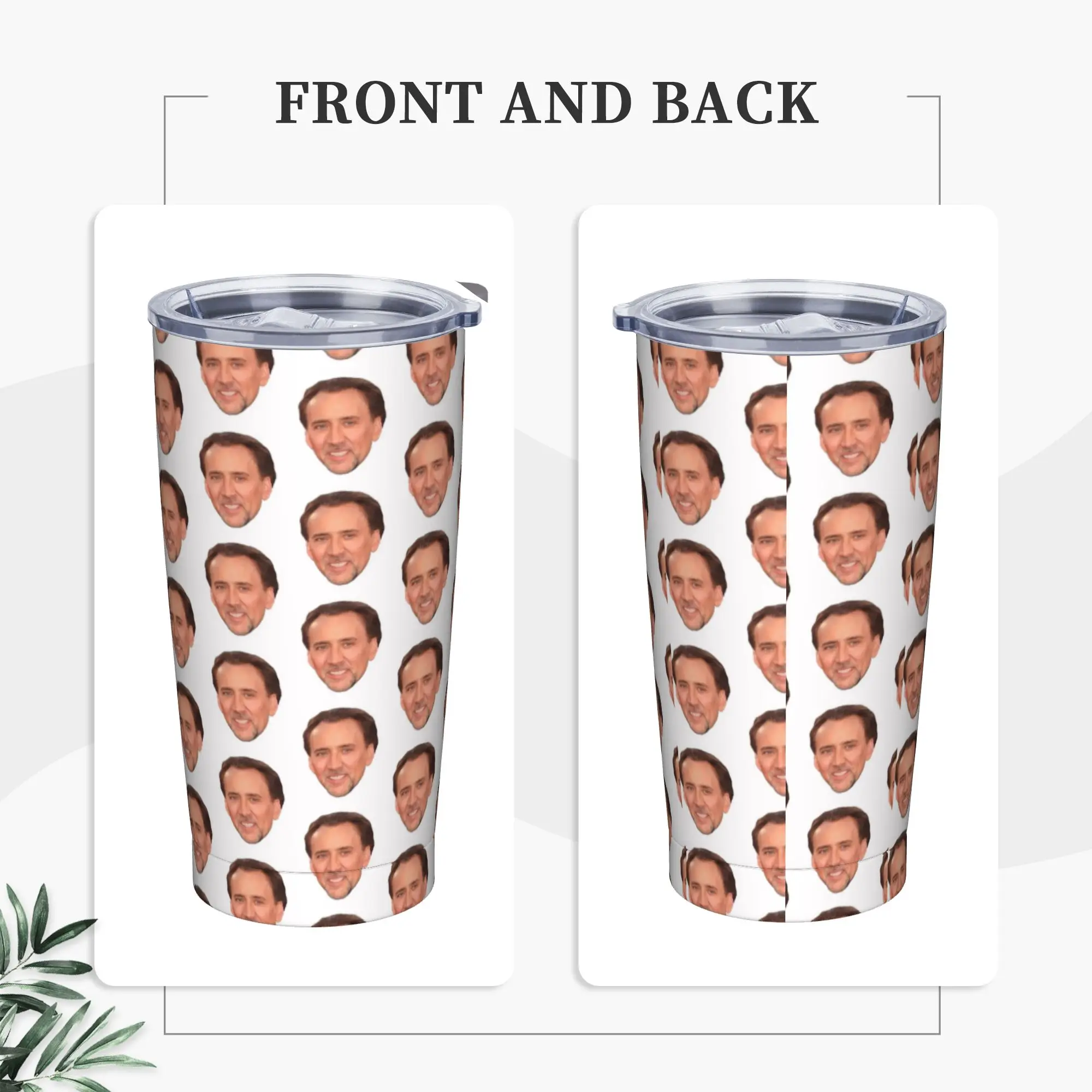 Nicolas Cage Insulated Tumbler with Lid Actor Vacuum Coffee Mugs Outdoor Travel  Bottle Cups, 20oz