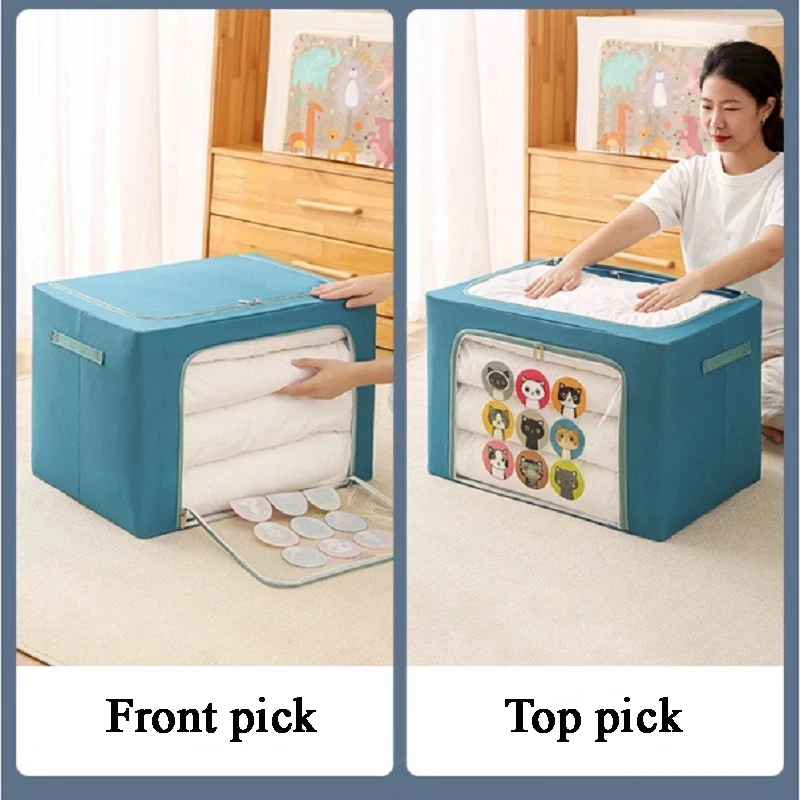 Quilt Clothes Storage Box Foldable Wardrobe Clothes Organizer Bedroom Cabinet Quilt Blanket Pillow Finishing Box Home Organizer