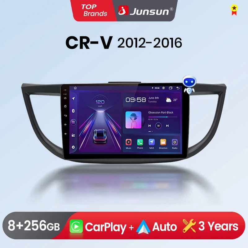 Junsun Wireless CarPlay Android Auto Radio pour Honda CRV CR-V 2012-2016 Car Intelligent Systems RDS BT DSP 2 din autoradio
