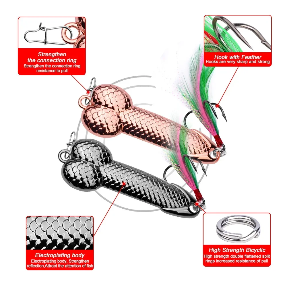 Señuelo de Metal con forma de cuchara para pene, 3g, 7g, 11g, 15g, 21g, 28g, 36g, aparejo de cebo duro, señuelo de pesca vibratorio con lentejuelas,