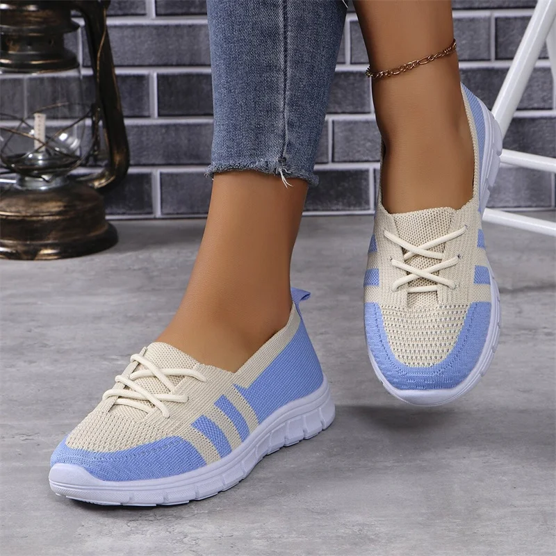 Shoes for Women 2024Brand Lace Up Women\'s Vulcanize ShoesAutumn Round Toe Mixed ColorsBreathableSportShoes Ladieszapatos