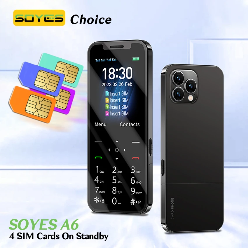 SOYES A6 GSM 4 SIM Card in Standby Mini telefono cellulare 2.4 \