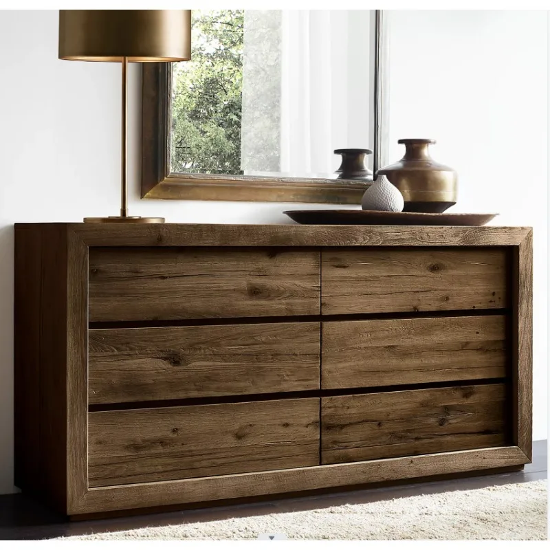 Retro solid wood bedroom chest modern simple living room chest of drawers foyer oak porch cabinet