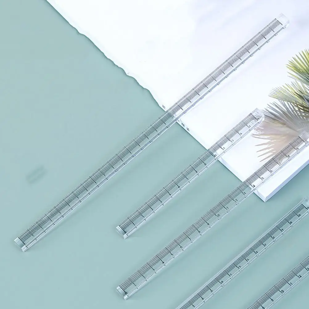 Transparent Ruler Set 3 Pieces Acrylic Straight Ruler Measuring Tool for Drawing Professional Drafting Student