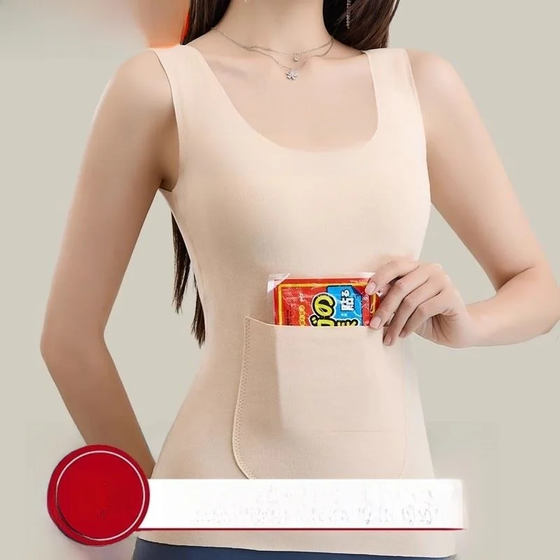 

Women's Fce Lined Thermal Vest Double Fce Warmth Front And Ba ket Waist Protector Vest Simptic Design Home Wear