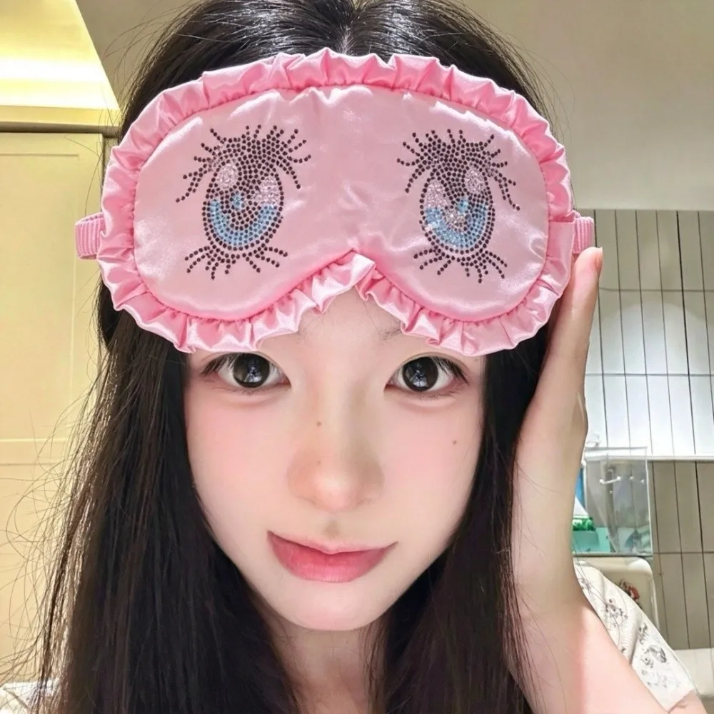 Kawaii Stretchy Rhinestone Large Eyes Mask Cartoon Eyes Harajuku Sleep Eye Mask Sweet Block Light Headband Girls
