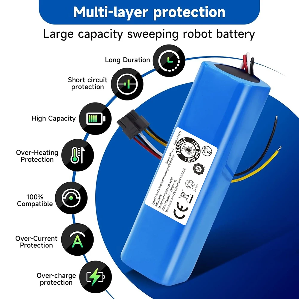 

12800mAh Long Lasting 14.8V Li-ion Battery Replacement for Conga Vacuum Cleaner 4090 4490 4590 4690 3090 Series