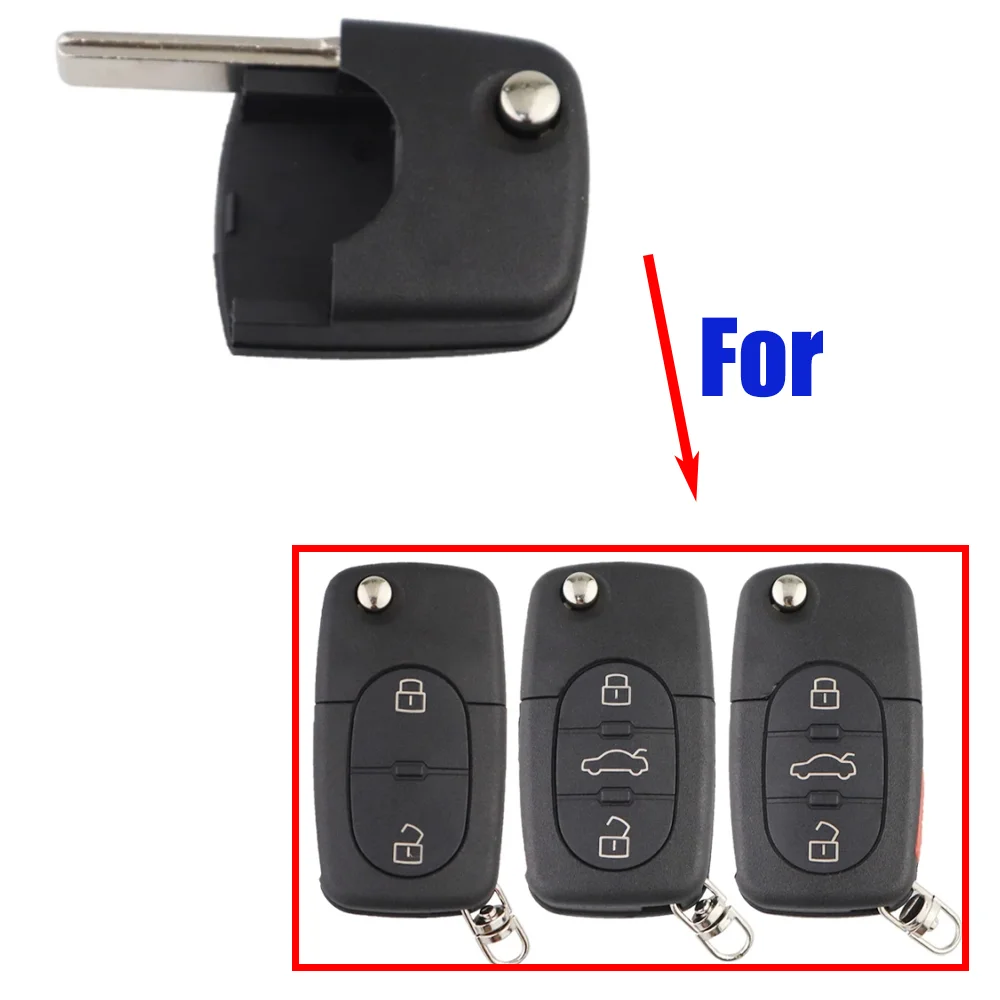 New Replacement Case Shell Flip Remote Head Key Uncut HU66 Blade Fit For Audi A2 A3 A4 A6 A8 TT