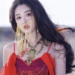 Tassel Mask Masquerade Luxury Face Jewelry Sexy Chain Cosplay Face Accessories Cover Forehead Disfraz Mujer Headdress Women