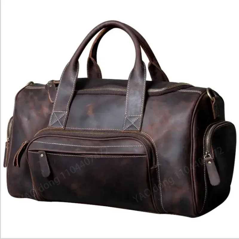 Yao Dong 2023 New Fashion Brand Designer Business Trip Travel Bag For Man Outdoor Genuine Leather Duffle Bag Male Coffee Handbag