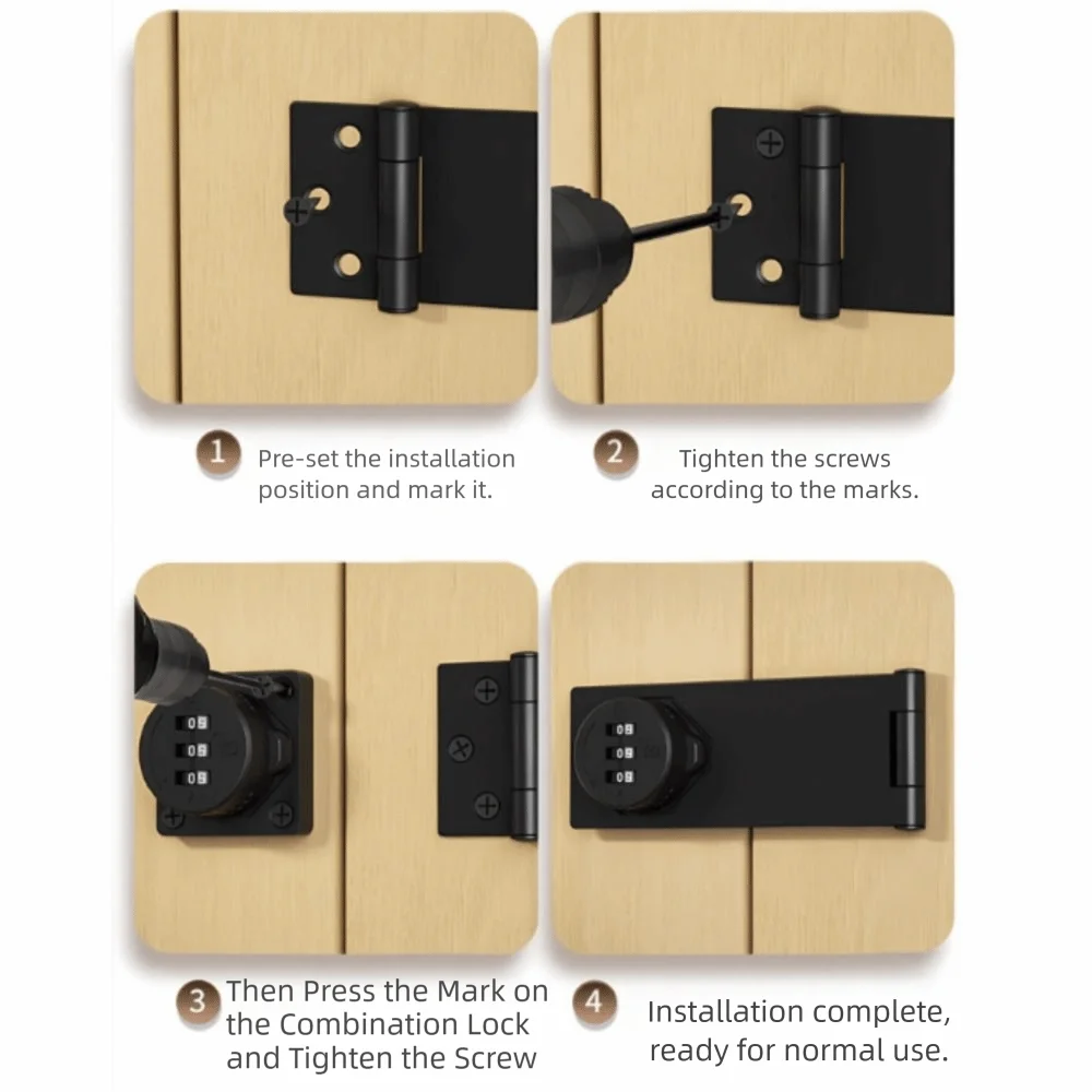 3 Digit Cabinet Door Combination Lock Double-Opening High Security Security Lock Easy Installation Keyless Drawer Lock