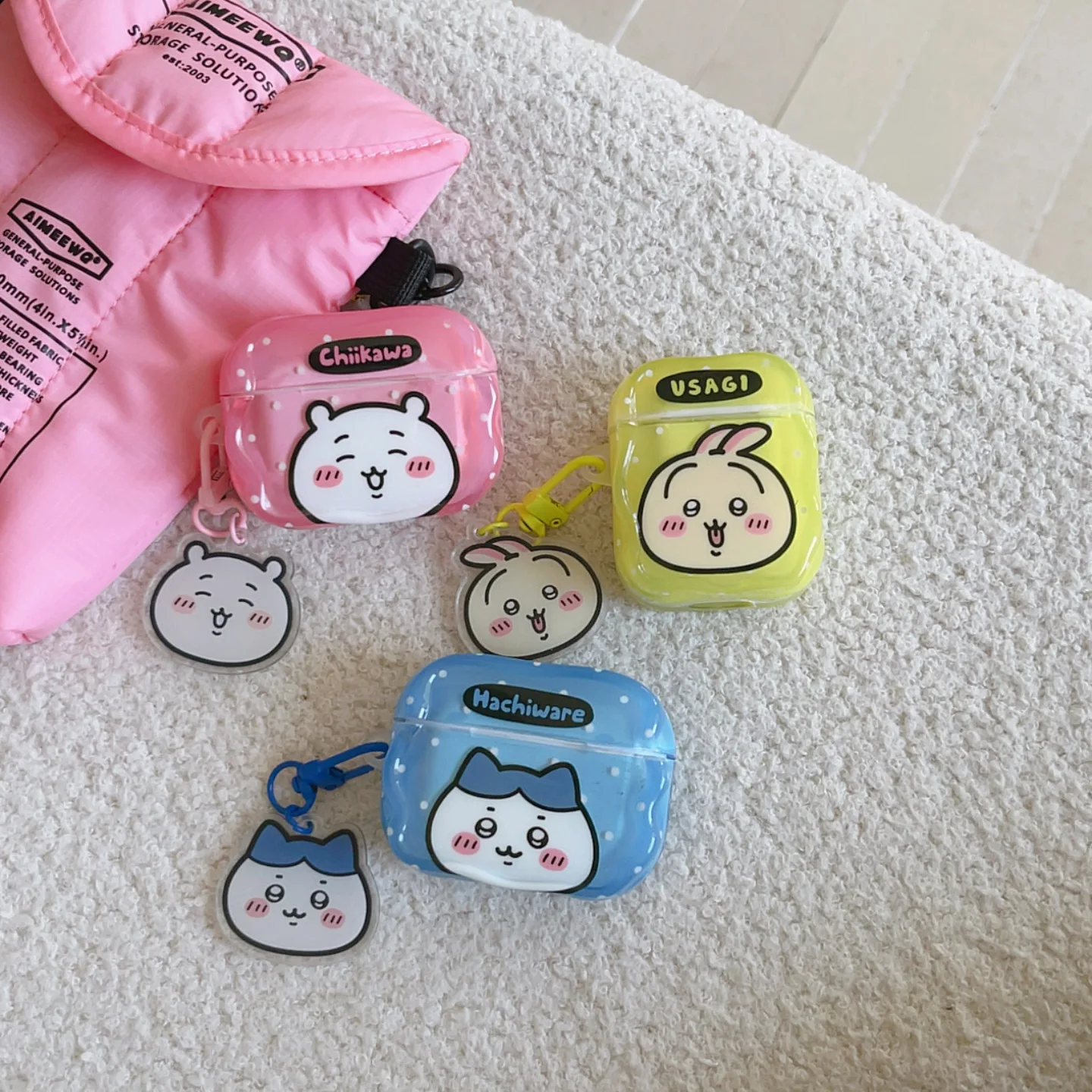 

Girls Like Style Super Cute Big Head Chiikawa Hachiware Usagi Cartoon Anti-drop Headphone Case For Airpods 4,2,3,1,Pro,Pro2