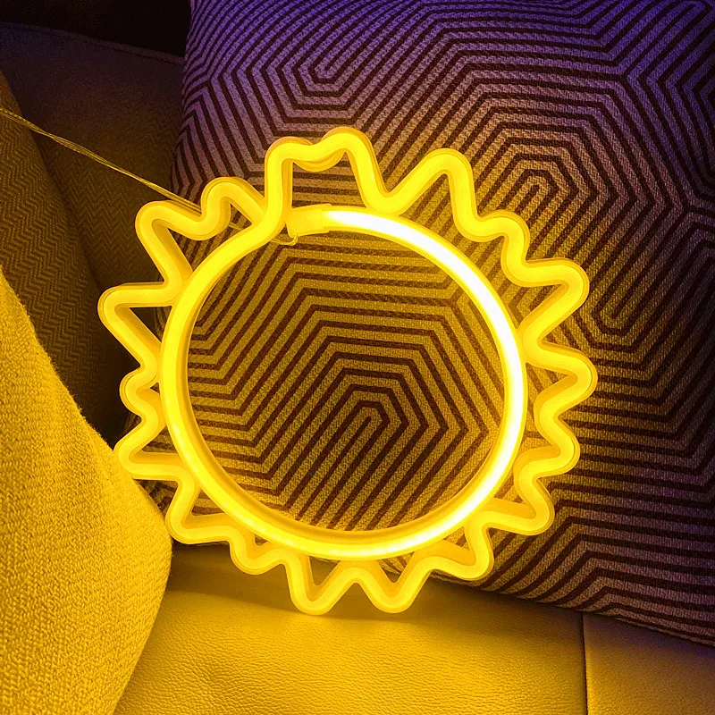 2025 Sun LED Neon Sign USB/Battery Powered LED Light for Bedroom Room Decoration Gift Night Light Decoration Party Holiday
