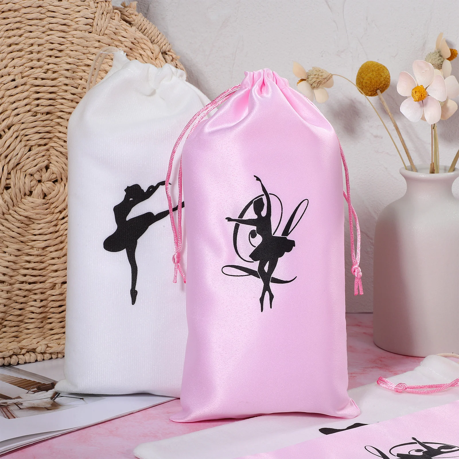 4 Pcs Pointe Shoe Bags Dance Shoe Bag Ballet Shoe Bag Drawstring Storage Bags For Women Teens Girls Travel Shoe Bag