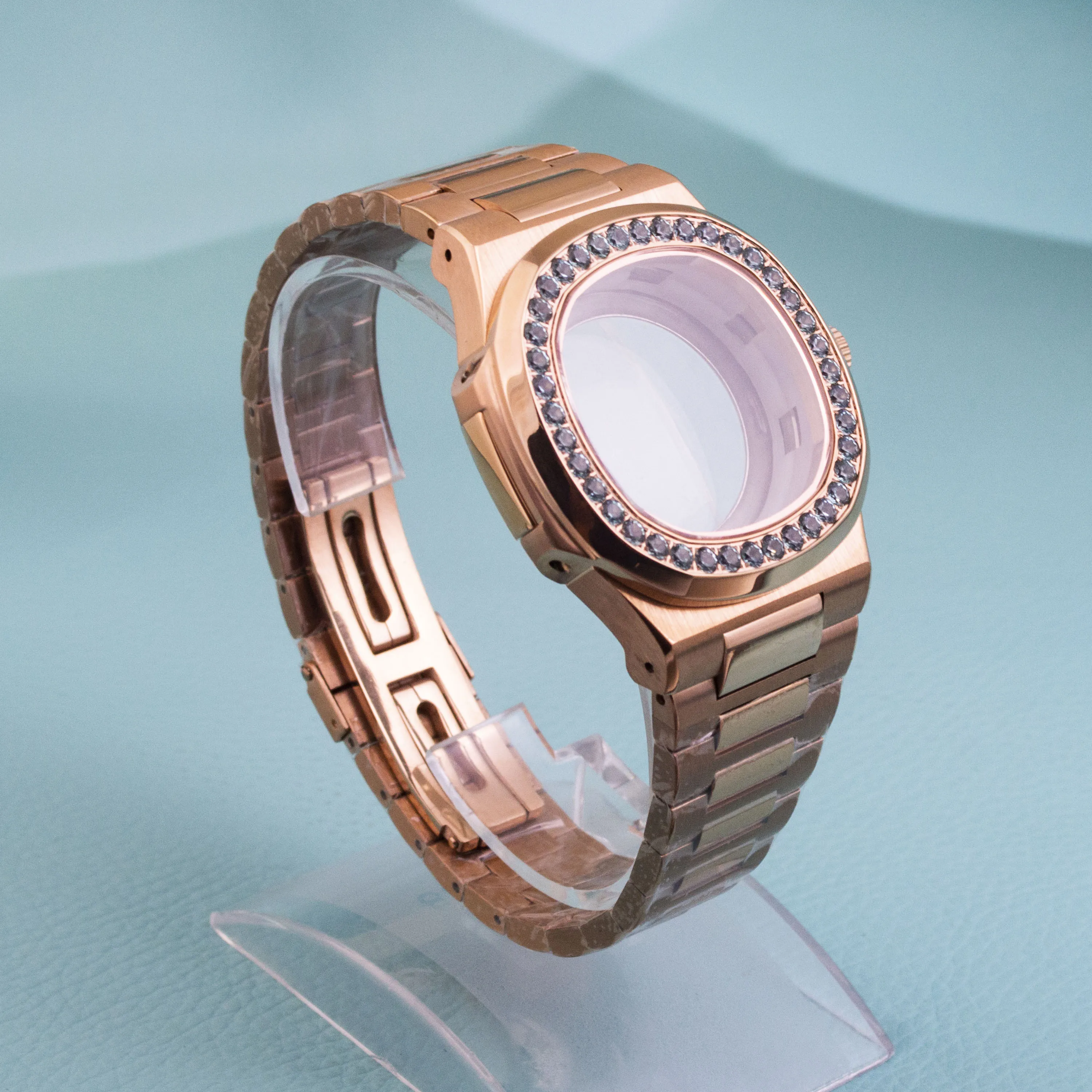 diamonds-watch-case-pvd-rose-stainless-steel-sapphire-glass-case-strap-for-nh35-automatic-movement-nautilus-case-305mm