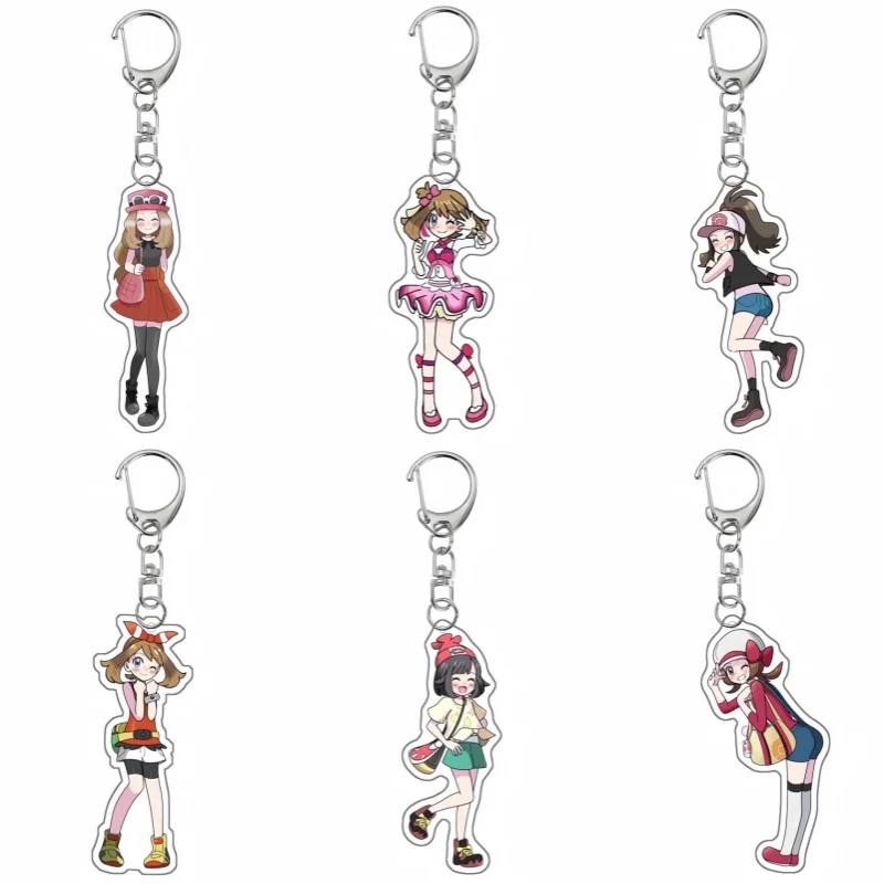 

Брелок для ключей по игре Pokemon Dawn: Серафина, Хилда, Мэй, Селена, Роза. Подарок для фанатов аниме и игр. Подвеска для рюкзака из переработанного акрила. Редкая игрушка.