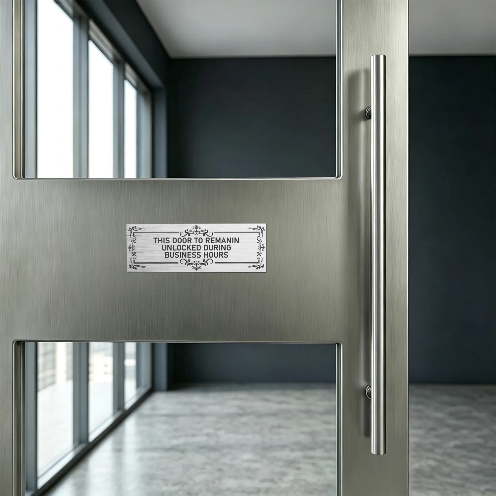 2Pairs Door Sticker Business Signage Commercial Door to Remain Unlocked during Business Hours Weatherproof PVC Adhesive