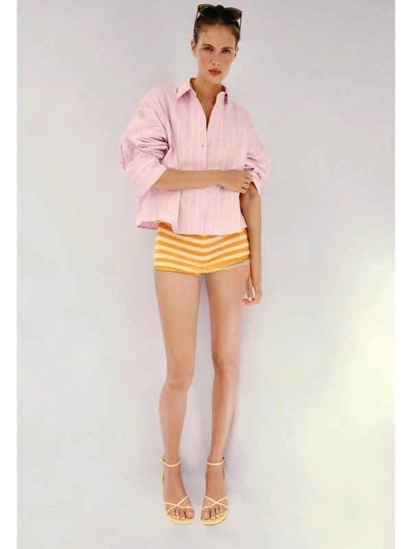 

Summer Women's Commute Style Long Sleeve Shirt Casual Striped Loose Fit Breathable Polyester Fashion Top for Middle-Aged Women