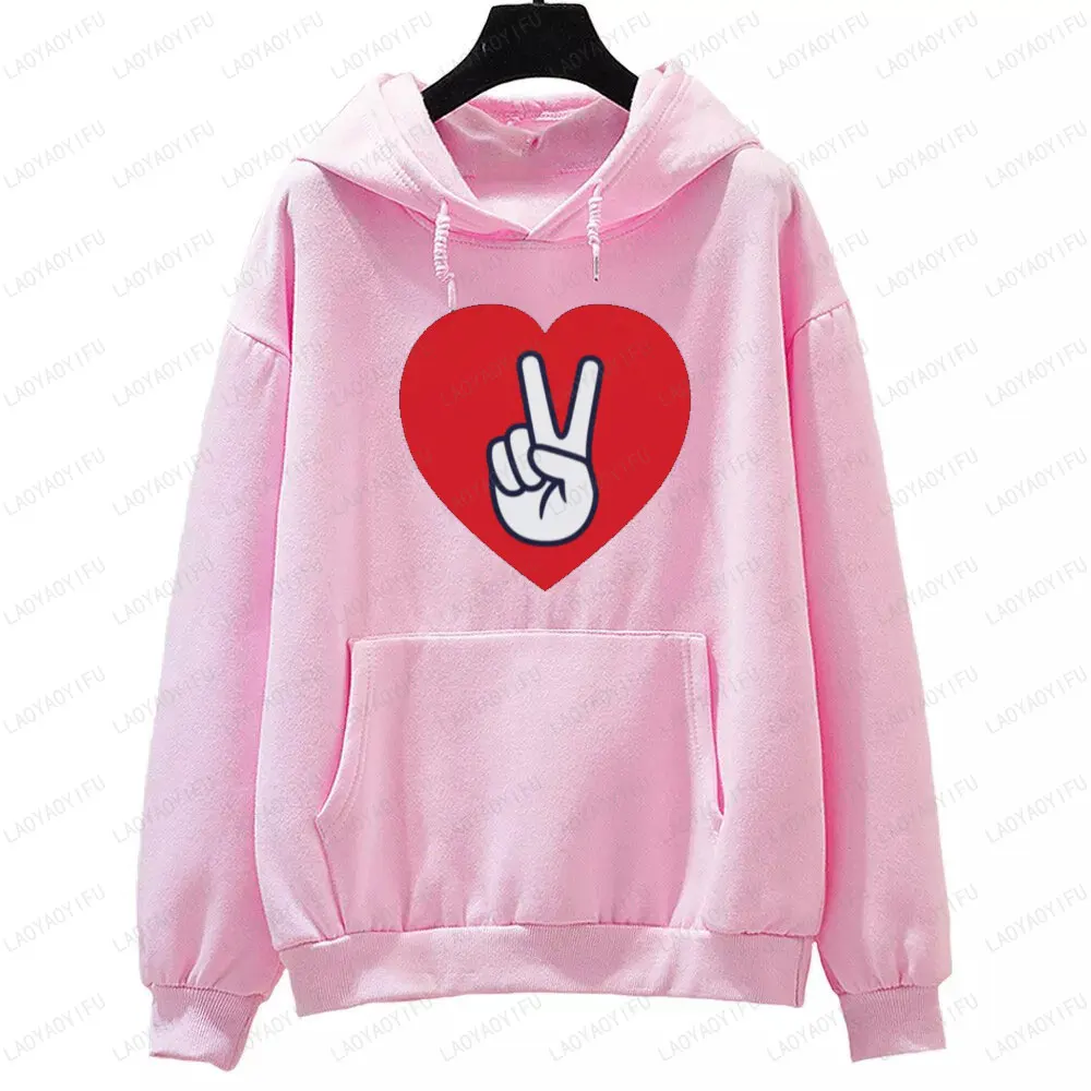 Peace and Love Symbols Classic Beier Hand Slogan Sweatshirt Winter Clothes Women Autumn Winter Clothes Men Hoodie Simple Tops