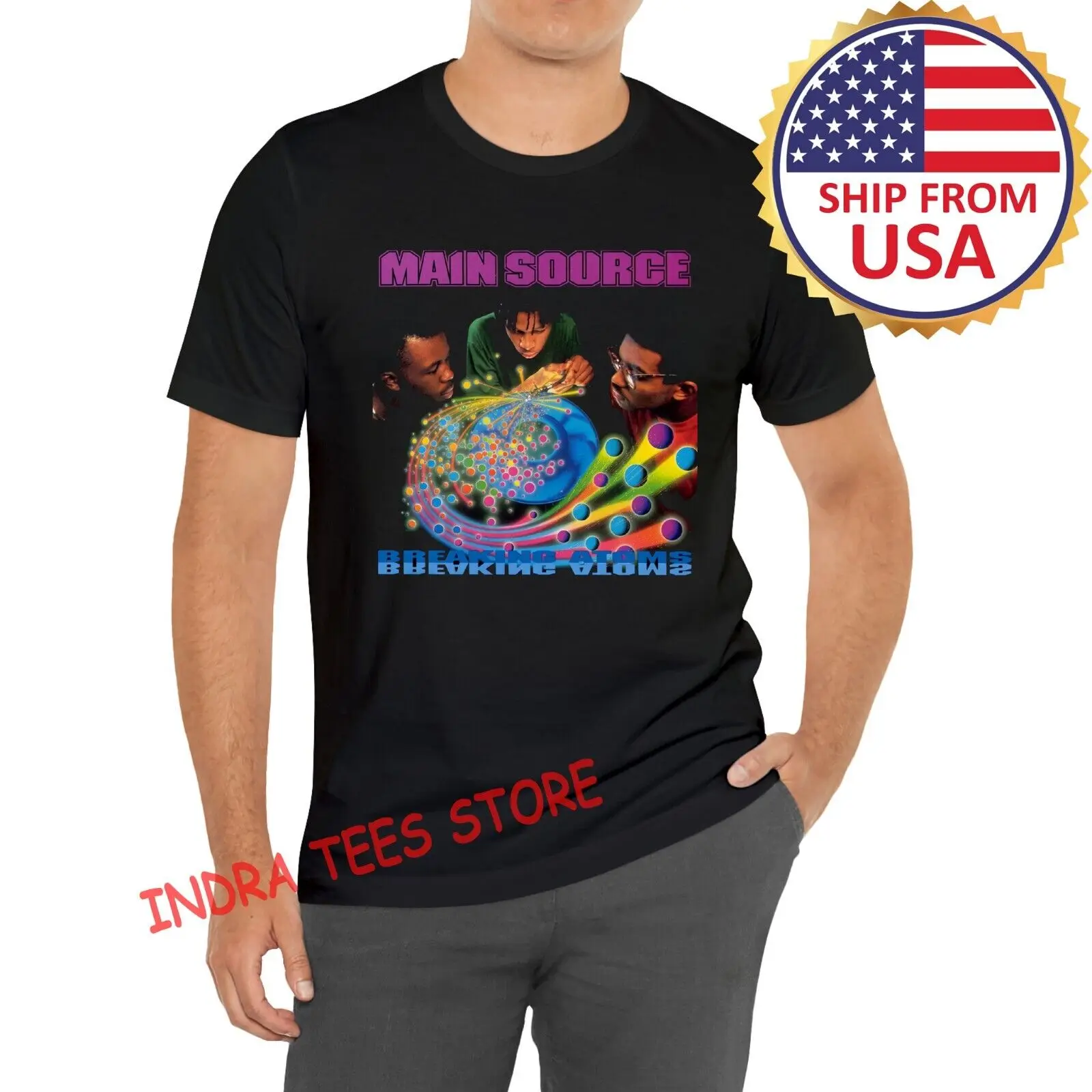 Main Source Black T-Shirt Size S - 5XL