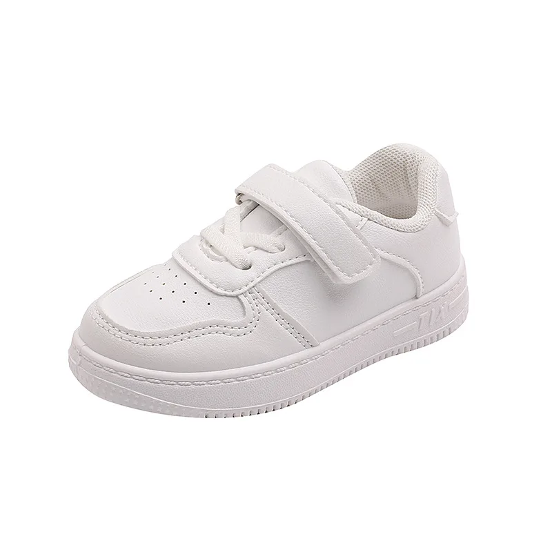 Spring & Summer Breathable Baby Boys & Girls White Shoes Fashion PU Leather Kids Sneakers Sports Casual Toddler Shoes Size 21-38