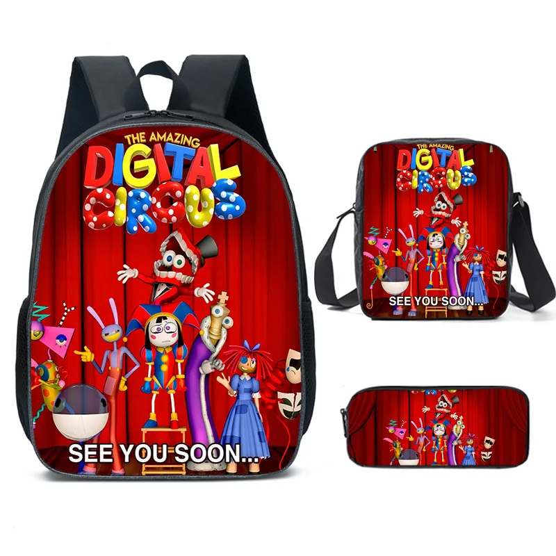 The Amazing Digital Circus School Bags 16 pollici Cartoon Games bambini primari zaini leggeri capacità ragazzi ragazze Mochilas