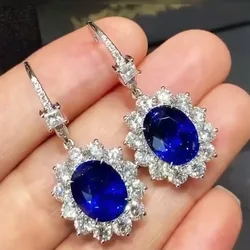 Princess Diana AAAAA Zircon Dangle Earring 925 Sterling Silver Party Wedding Drop Earrings for Women Engagment Promise Jewelry