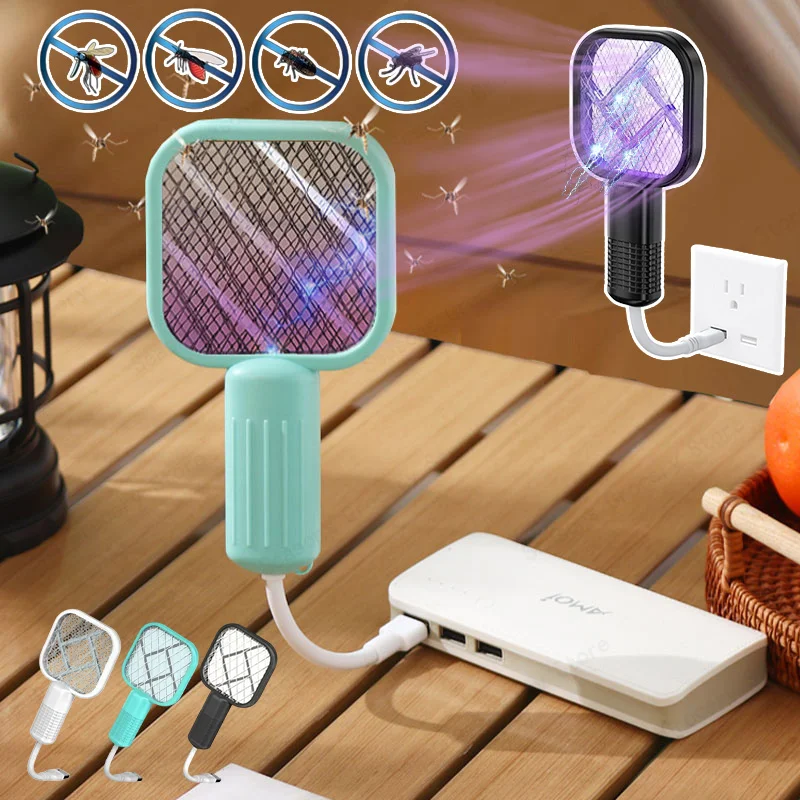 

USB Mosquito Swatter Trap Electric Shock Mini Fly Bug Zapper UV Light Portable Insect Racket for Bedroom Pest Control