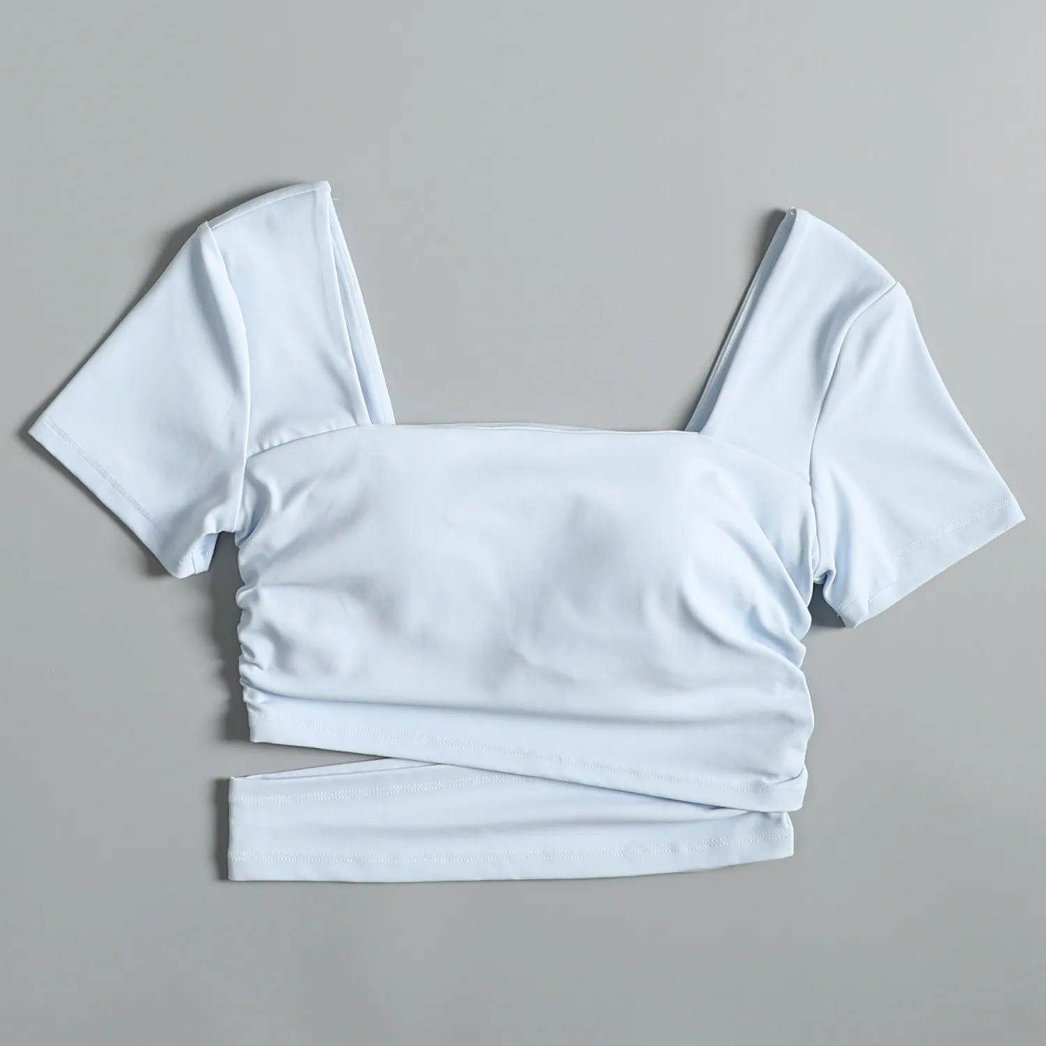 High-end sports short-sleeved women's summer running and fitness quick-drying tops with chest pads beautiful slimming yoga