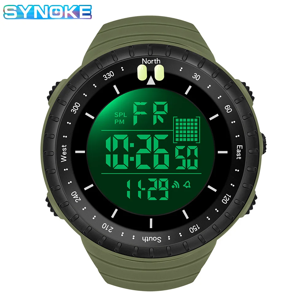 SYNOKE Outdoor Military Digital Watch For Men Fashion Retro Men Watch Sports Waterproof Men Watch Multifunctional Handsome Men