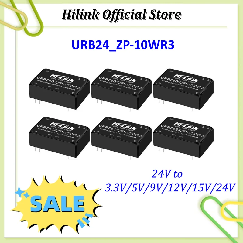5pcs Hi-Link URB2405ZP-10WR3 10W DC-DC Converter 9~36V Wide Voltage Single Output 3.3V/5V/12V/15V/24V Smart Electronics