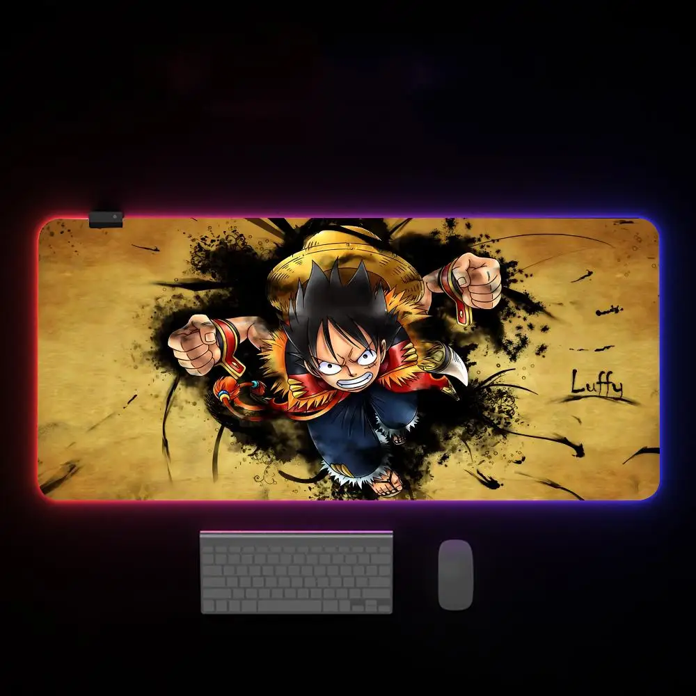 

Mouse Pad Mouse Pad With Backlight Deskmat 70x30cm Anime Mousepad Anime O-One- P-Piece L-Luffyes Gamer Desk Computer Mouse Pad