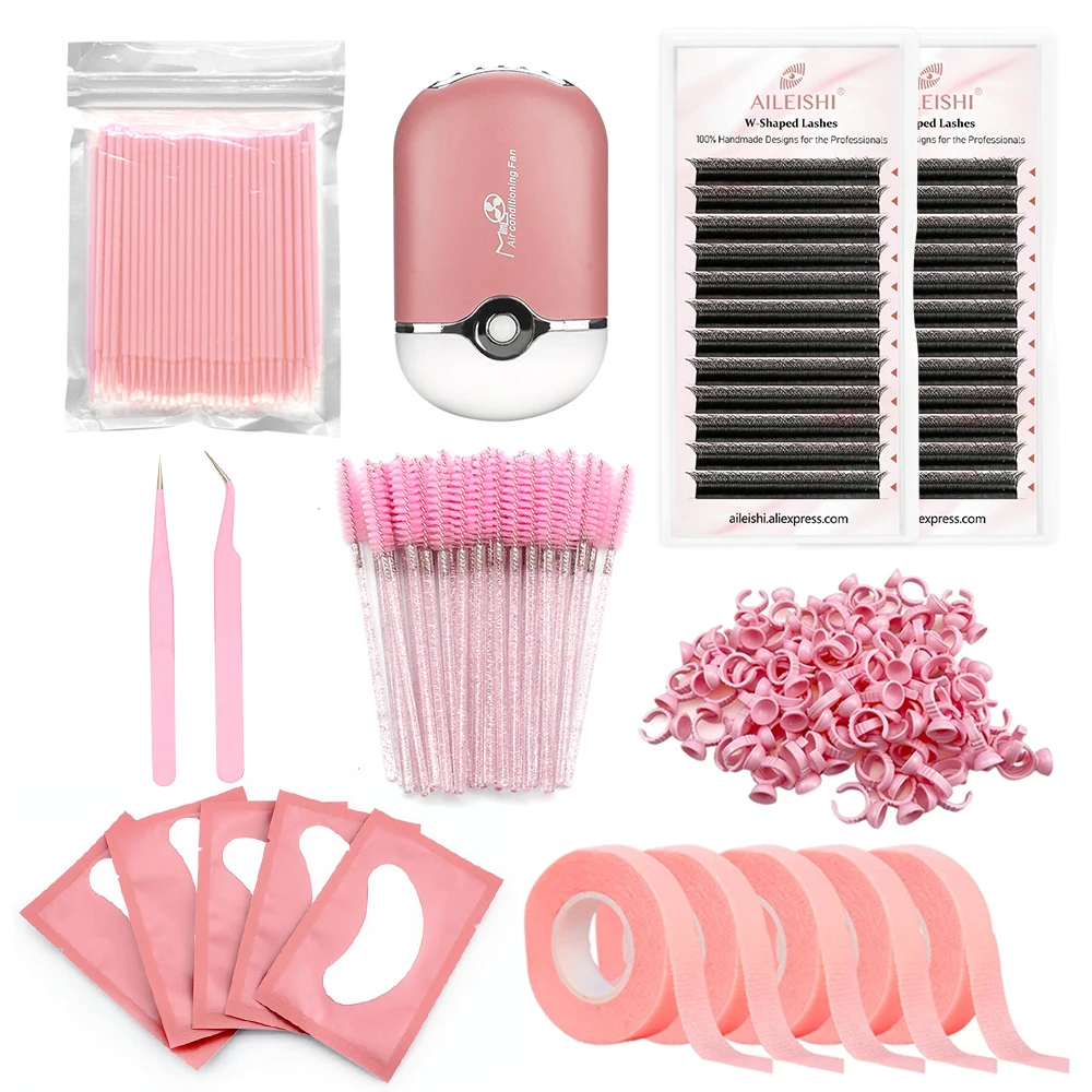 Ensemble de fournitures d'extension de cils, Micro brosse, bande, anneau de colle, patchs pour les yeux, baguettes de Mascara jetables, applicateur, outil de cils