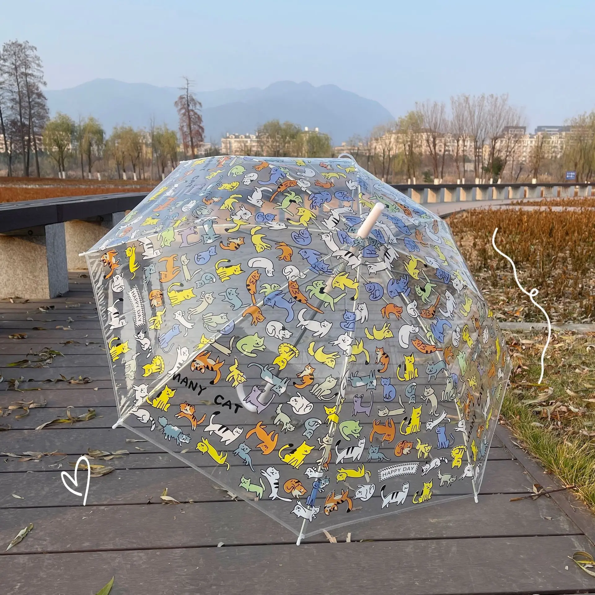 

Transparent Thickened Umbrella And Dog Design Auto Open Long Handle Umbrella for Women Children Adults Cute Layered Design