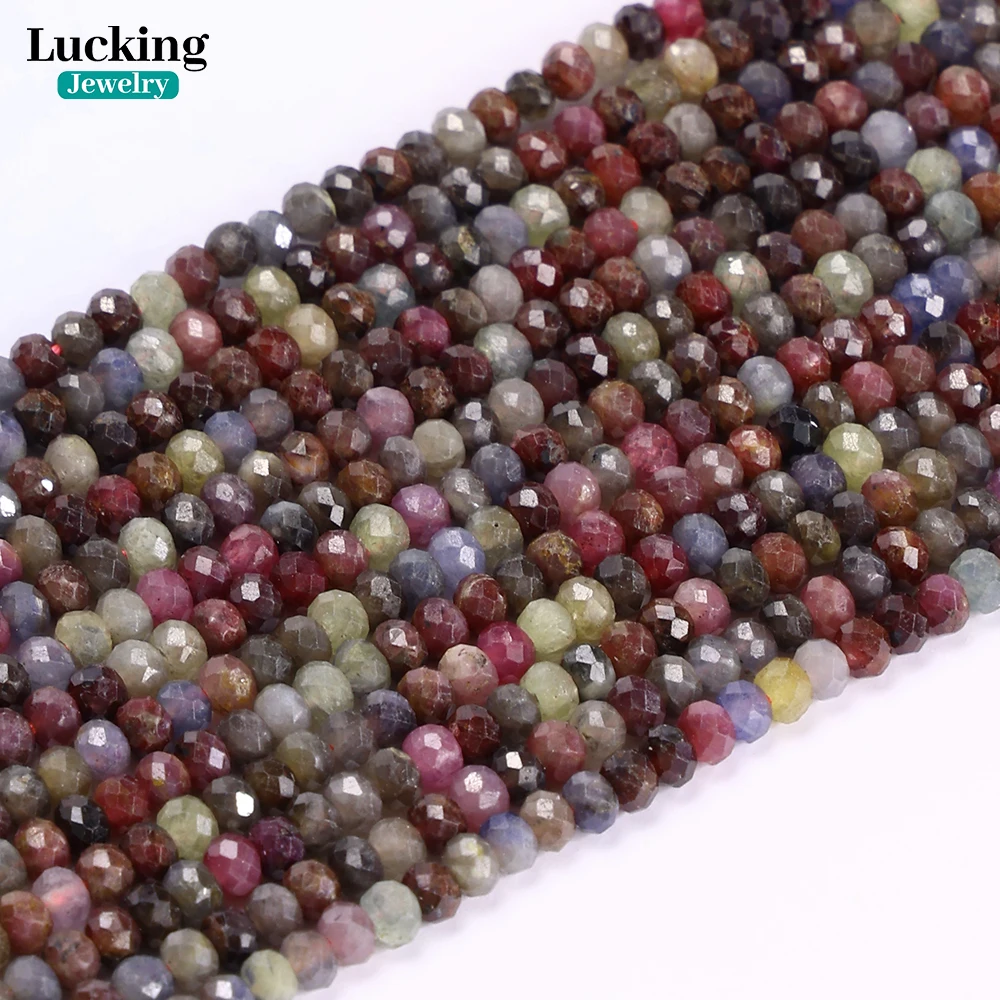 

A+ Natural 2*3mm Ruby Sapphire Rondelle Faceted Beads For Jewelry Making Bracelet Necklace Accessories 15'' Energy Stone Beads