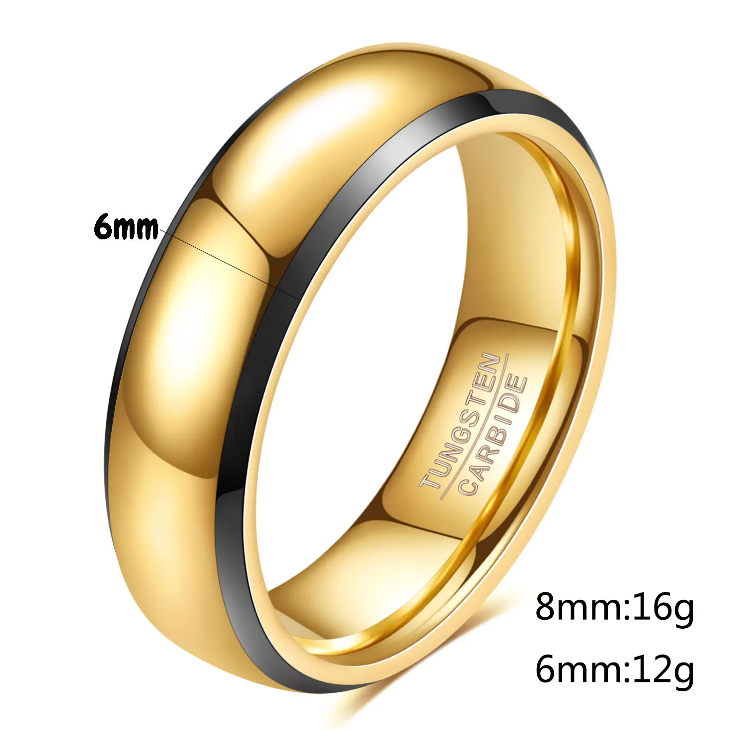 6/8mm anpassbare zweifarbige Gold Silber Wolfram Stahlringe für Frauen Männer Laser Logo Schmuck Hochzeit Verlobung sband Großhandel – Detail 2
