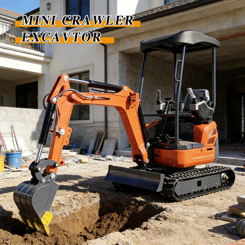 Mini Excavadora con Cabina Climatizada, Cabina Cerrada, Hidráulica, Pequeña Máquina Excavadora, Reparación de Carreteras, Excavadora Agrícola, Múltiples Usos