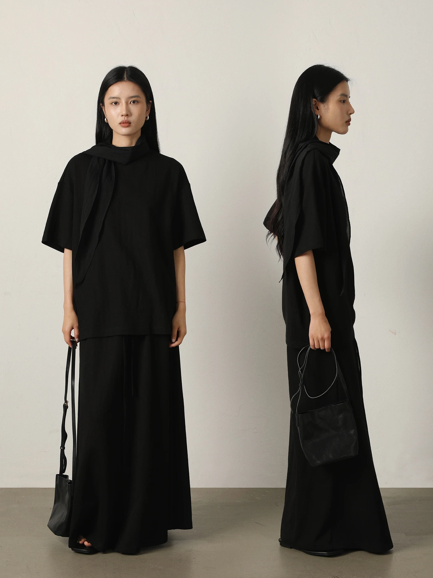 

Vimore Silk Linen Cotton Loose Shoulder T-Shirt Texture Half Skirt Two-Piece Set Walking Outfit Breathable Casual Women's Ens...