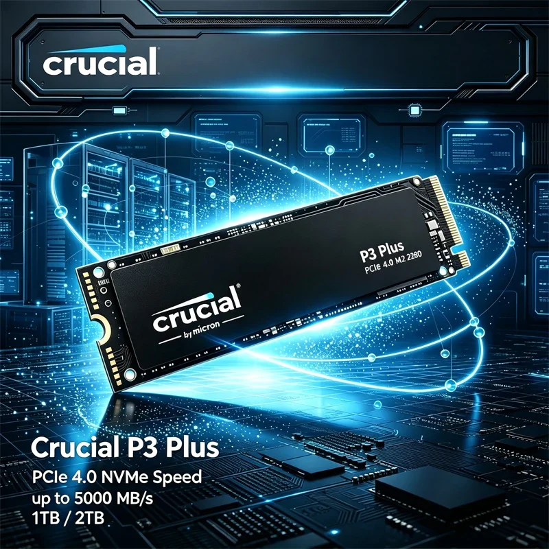 Crucial P3 Plus M.2 2280 Gen4 NVMe SSD Interno de Estado Sólido 500GB 1TB 2TB 4TB para PC e Laptop com Velocidade de até 5000MB/s