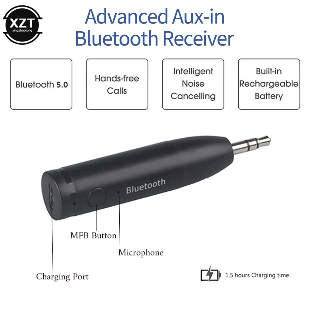 Odbiornik Bluetooth 5.0 3,5 mm Bezprzewodowy mini jack 3,5 mm AUX Zestaw głośnomówiący Stereo Muzyka Adapter audio do zestawu samochodowego Słuchawki Głośnik